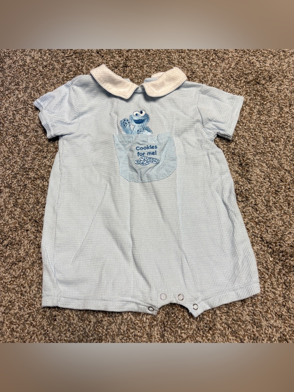 Vintage 1990s Sesame Street Cookie Monster Jon Jon Romper